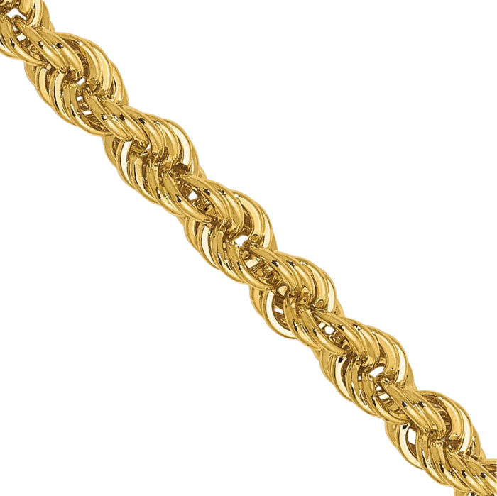 14K Solid Yellow Gold 3mm Rope Chain Twisted Link Necklace