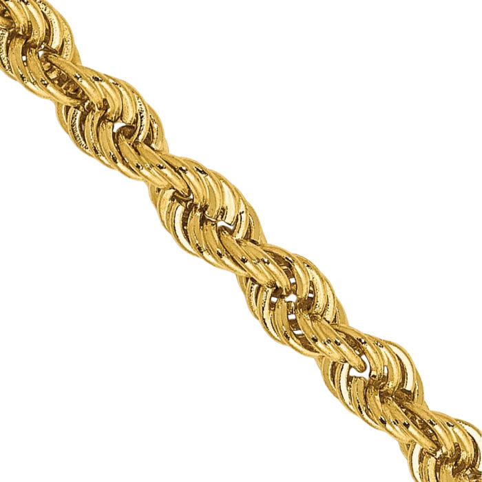 14K Solid Yellow Gold 3mm Rope Chain Twisted Link Necklace