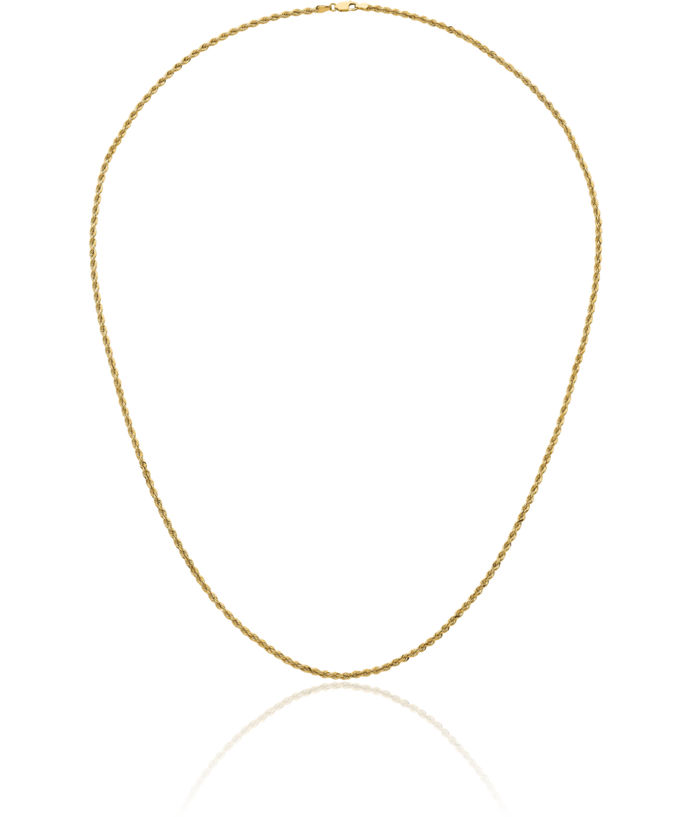 14K Solid Yellow Gold 3mm Rope Chain Twisted Link Necklace