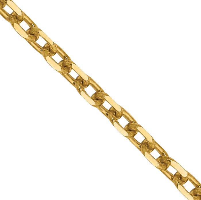 14K Solid Yellow Gold 3mm Round Cable Rolo Link Chain Belcher Necklace