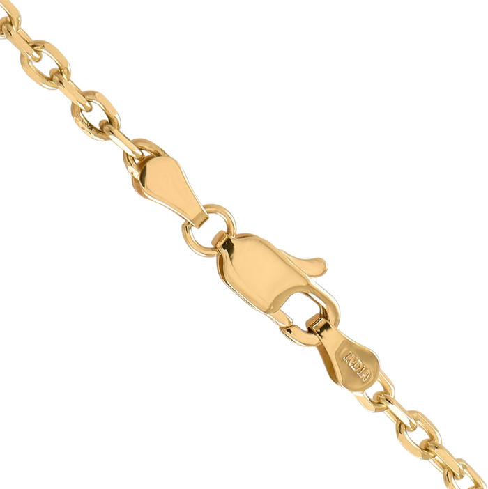 14K Solid Yellow Gold 3mm Round Cable Rolo Link Chain Belcher Necklace