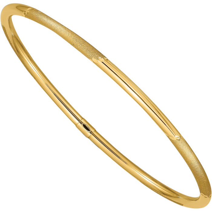 14K Solid Yellow Gold 3mm Slip On Bangle Bracelet