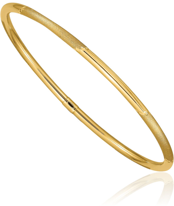 14K Solid Yellow Gold 3mm Slip On Bangle Bracelet