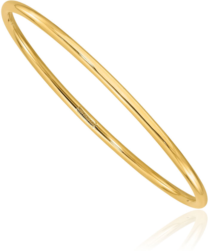 14K Solid Yellow Gold 3mm Slip On Bangle Bracelet