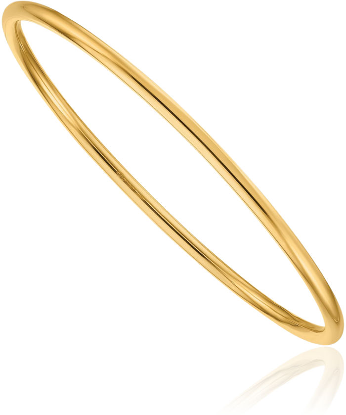 18K Solid Yellow Gold 3mm Slip On Bangle Bracelet