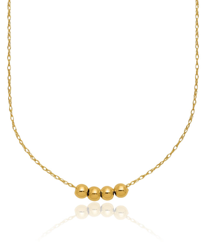 14K Solid Yellow Gold 4 4mm Bead Chain Necklace