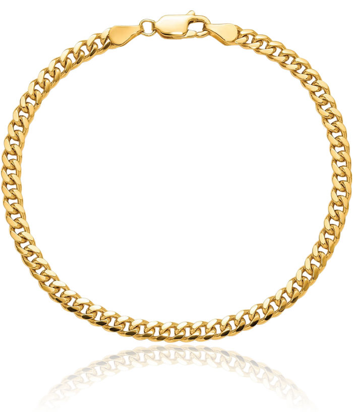 14K Solid Yellow Gold 4.25mm Miami Cuban Curb Link Chain Bracelet