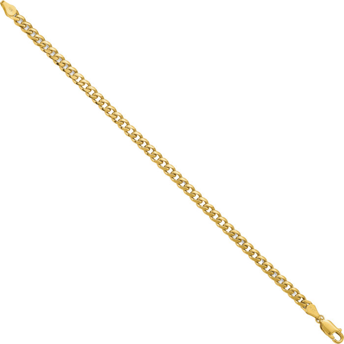 14K Solid Yellow Gold 4.25mm Miami Cuban Curb Link Chain Bracelet