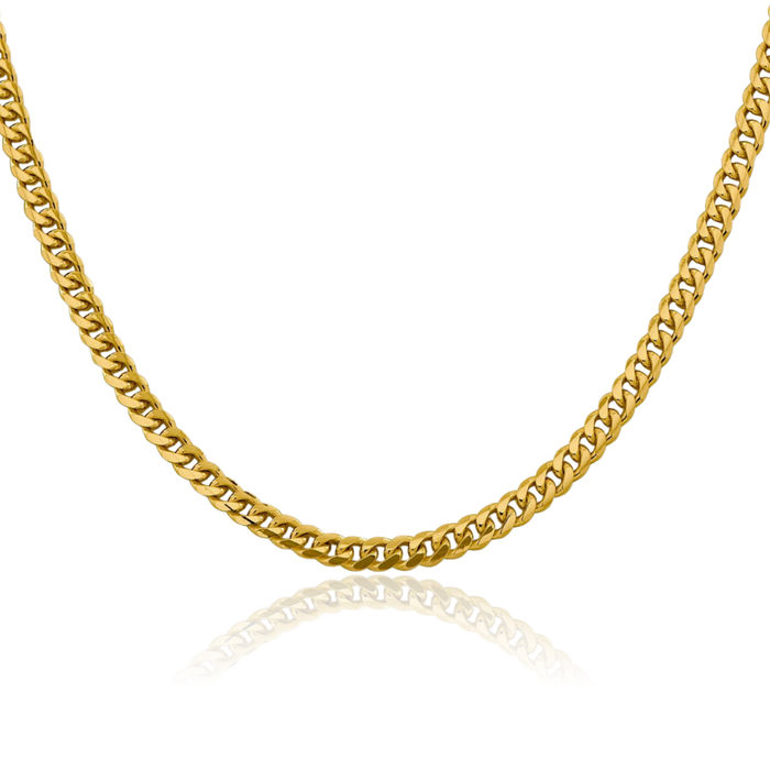 14K Solid Yellow Gold 4.25mm Miami Cuban Curb Link Chain Necklace