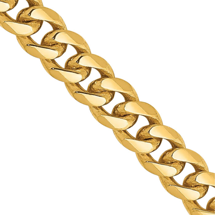 14K Solid Yellow Gold 4.25mm Miami Cuban Curb Link Chain Necklace