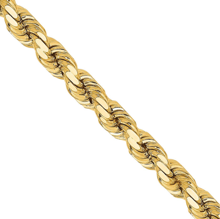 14K Solid Yellow Gold 4.25mm Rope Chain Twisted Link Necklace