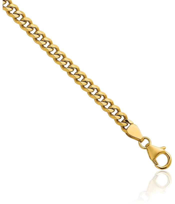 14K Solid Yellow Gold 4.2mm Curb Link Chain Necklace