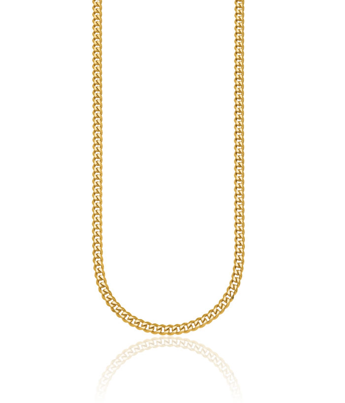 14K Solid Yellow Gold 4.2mm Curb Link Chain Necklace