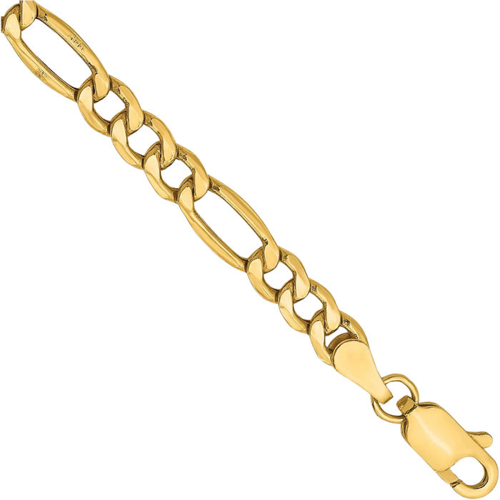 14K Solid Yellow Gold 4.2mm Figaro Link Chain Bracelet