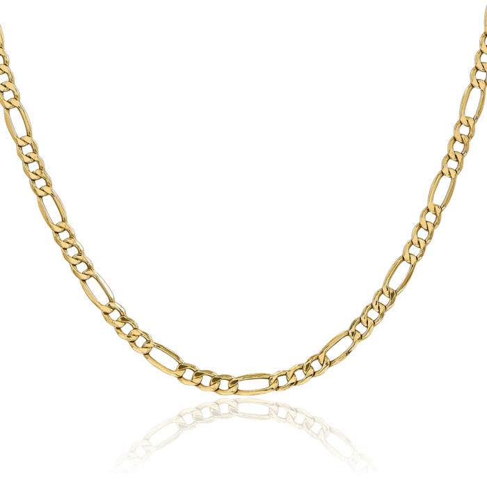 14K Solid Yellow Gold 4.2mm Figaro Link Chain Necklace