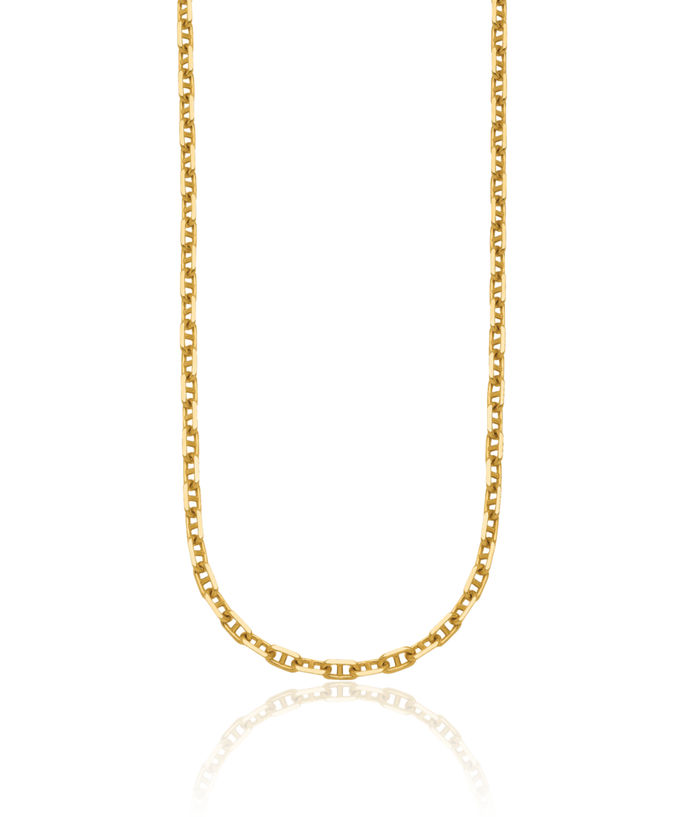 14K Solid Yellow Gold 4.2mm Anchor Mariner Link Chain Necklace