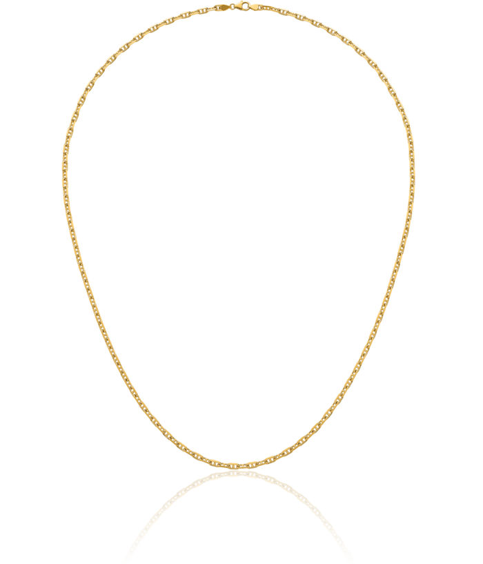 14K Solid Yellow Gold 4.2mm Anchor Mariner Link Chain Necklace