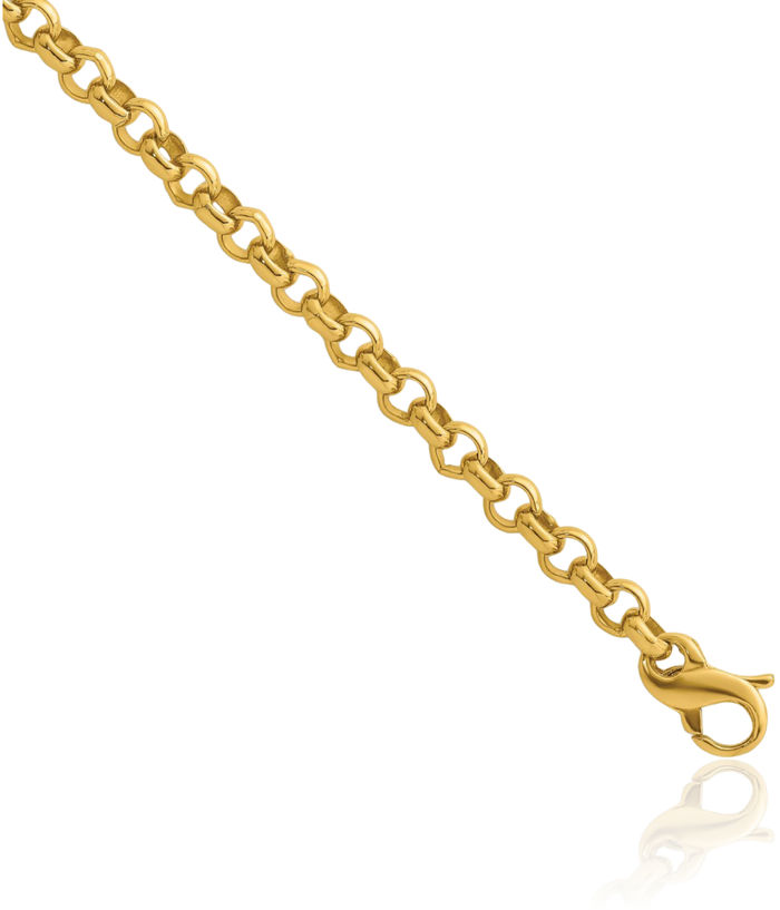 14K Solid Yellow Gold 4.3mm Cable Rolo Link Chain Belcher Necklace