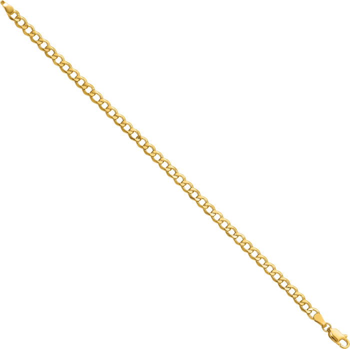 14K Solid Yellow Gold 4.3mm Curb Link Chain Bracelet