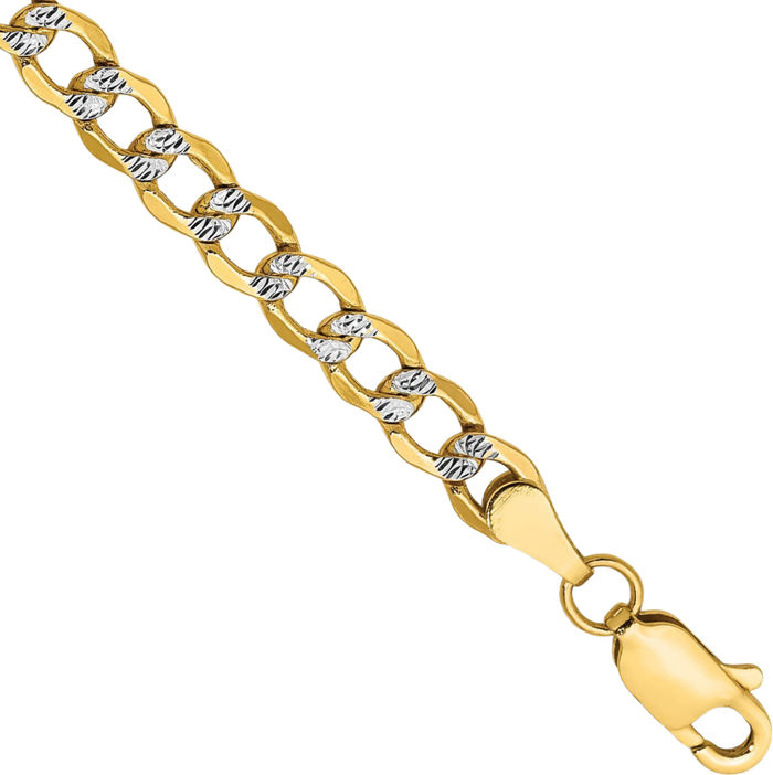 14K Solid Yellow Gold 4.3mm Curb Link Chain Bracelet