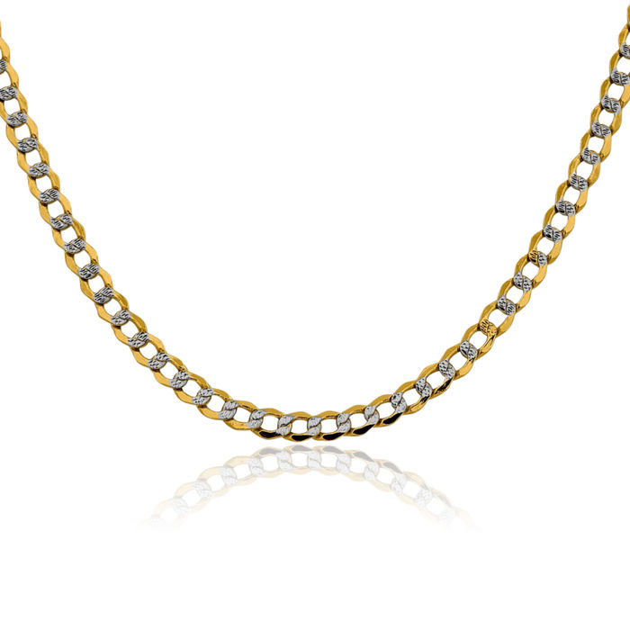 14K Solid Yellow Gold 4.3mm Curb Link Chain Necklace