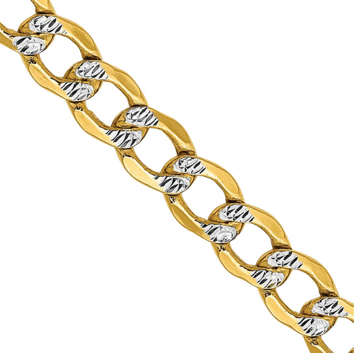 14K Solid Yellow Gold 4.3mm Curb Link Chain Necklace