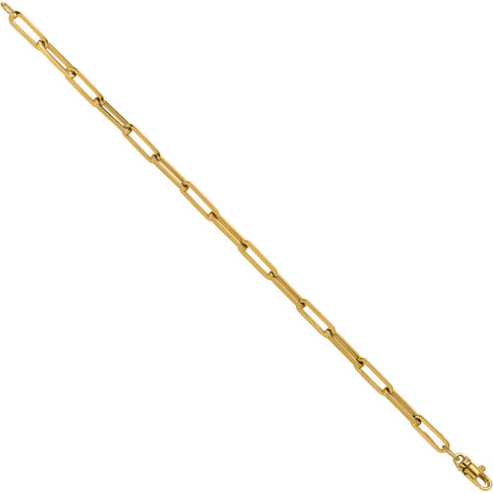 14K Solid Yellow Gold 4.3mm Paperclip Cable Rolo Link Chain Bracelet