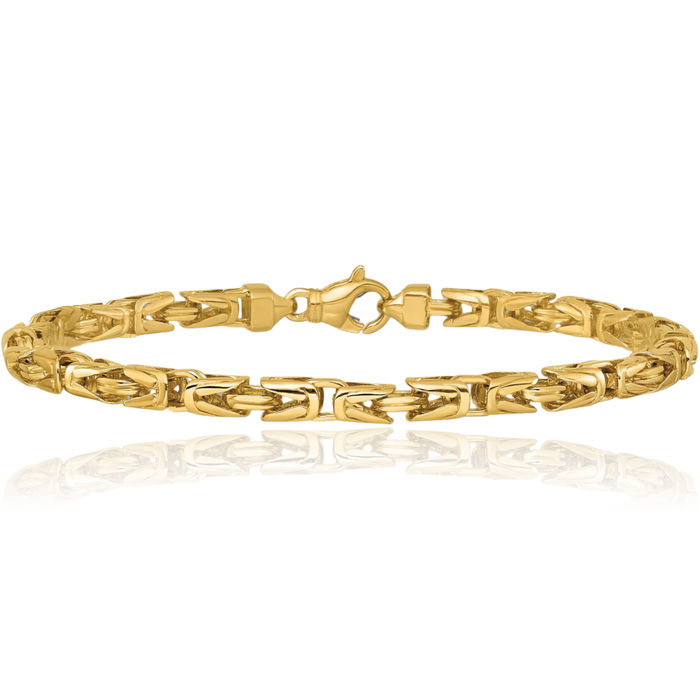 14K Solid Yellow Gold 4.4mm Byzantine Chain Bracelet