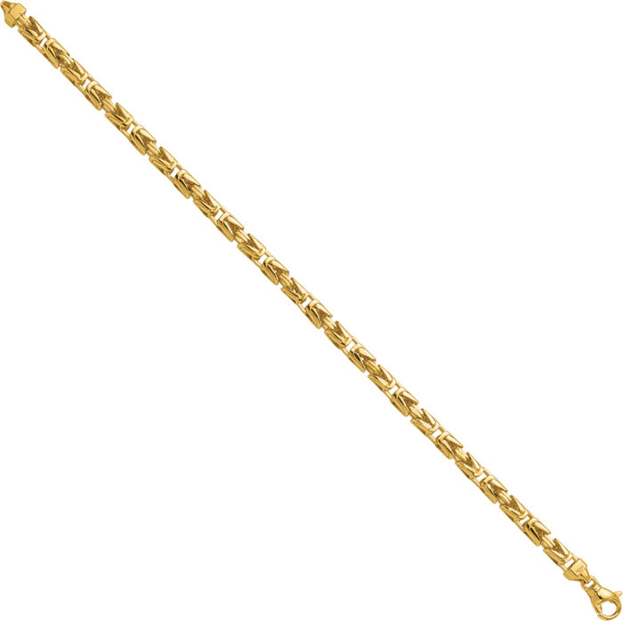 14K Solid Yellow Gold 4.4mm Byzantine Chain Bracelet