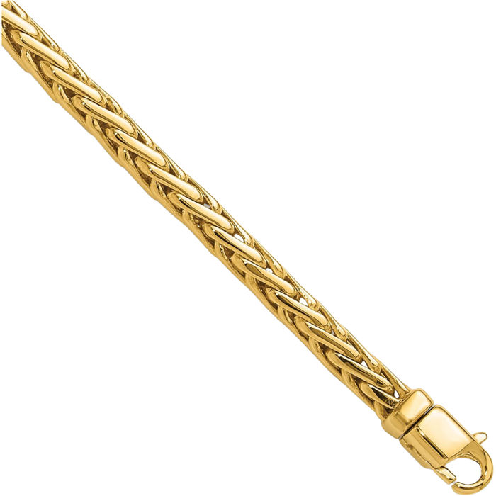 14K Solid Yellow Gold 4.4mm Edged Woven Link Chain Bracelet