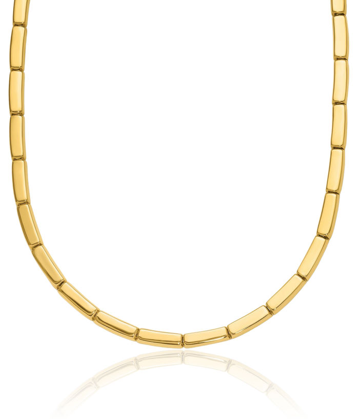 14K Solid Yellow Gold 4.5mm Rectangular Bar Link Necklace Chain