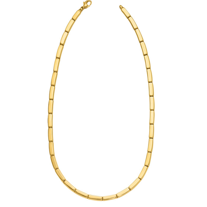 14K Solid Yellow Gold 4.5mm Rectangular Bar Link Necklace Chain