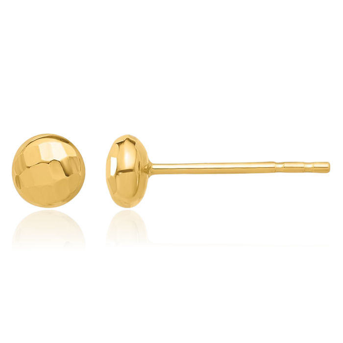 14K Solid Yellow Gold 4.5mm Button Stud Earrings