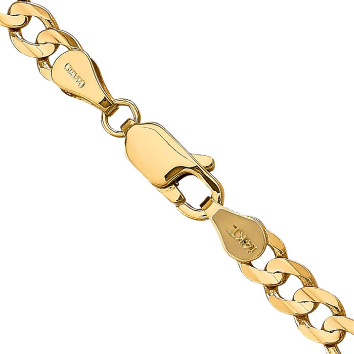 14K Solid Yellow Gold 4.5mm Concave Figaro Link Chain Necklace