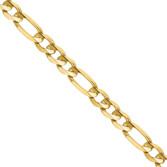 14K Solid Yellow Gold 4.5mm Concave Figaro Link Chain Necklace