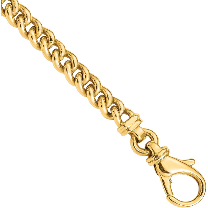 14K Solid Yellow Gold 4.5mm Curb Link Chain Bracelet