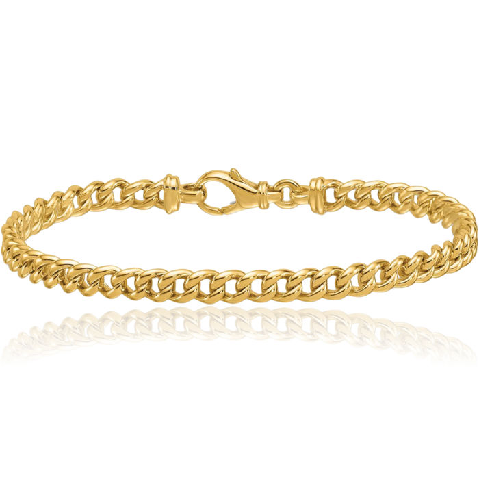 14K Solid Yellow Gold 4.5mm Curb Link Chain Bracelet