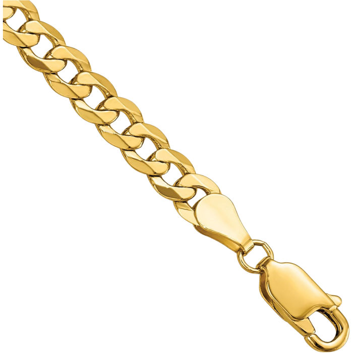 14K Solid Yellow Gold 4.5mm Curb Link Chain Bracelet