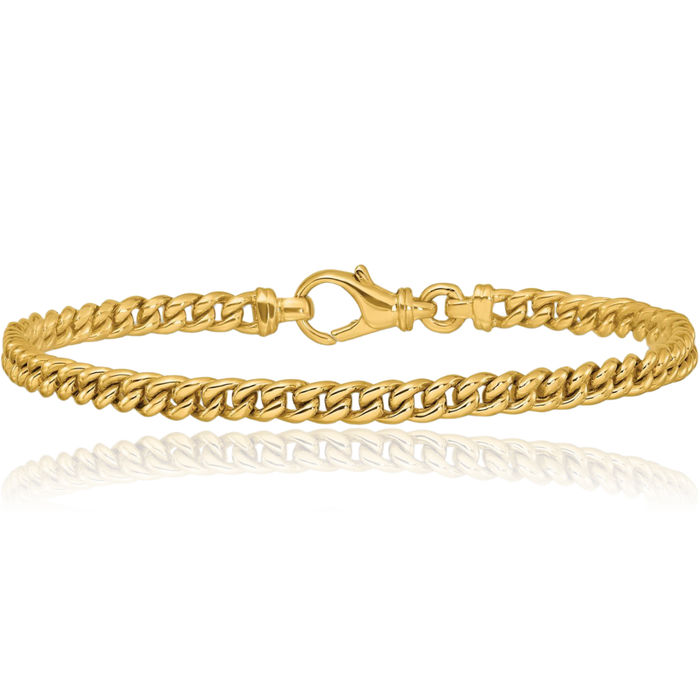 14K Solid Yellow Gold 4.5mm Curb Link Chain Bracelet