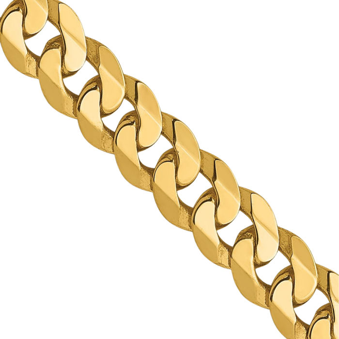 14K Solid Yellow Gold 4.5mm Curb Link Chain Necklace