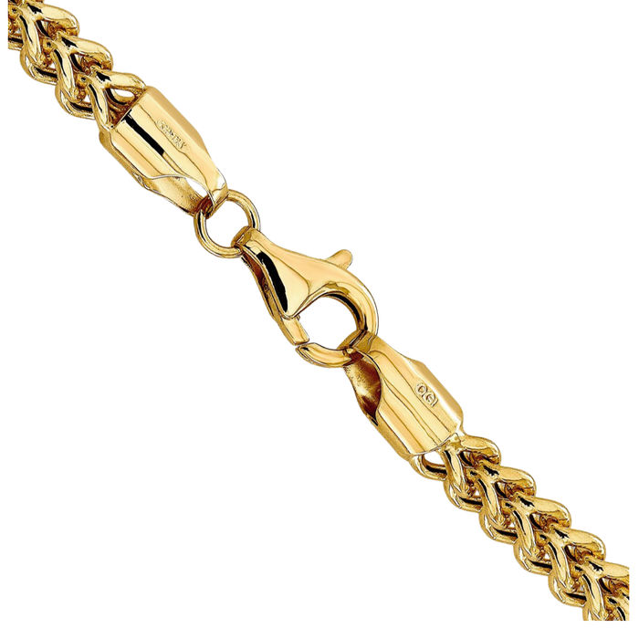 14K Solid Yellow Gold 4.5mm Franco Link Chain Necklace