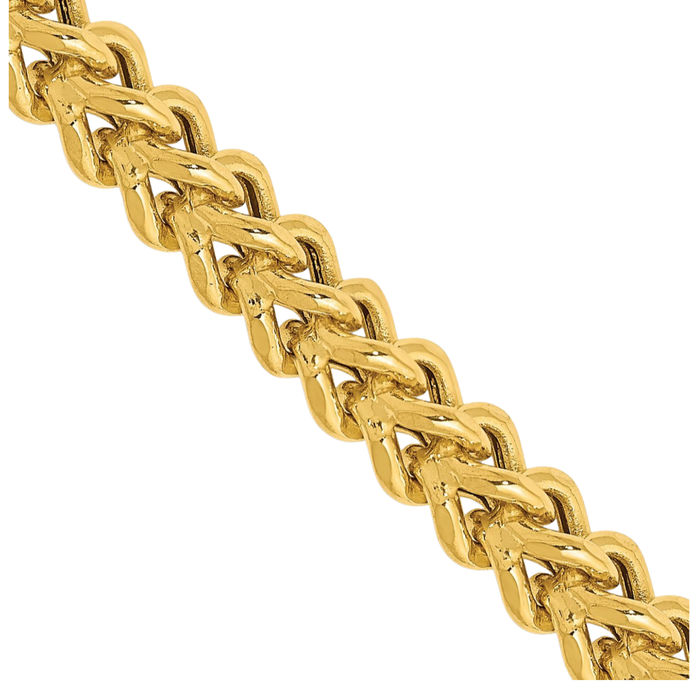 14K Solid Yellow Gold 4.5mm Franco Link Chain Necklace