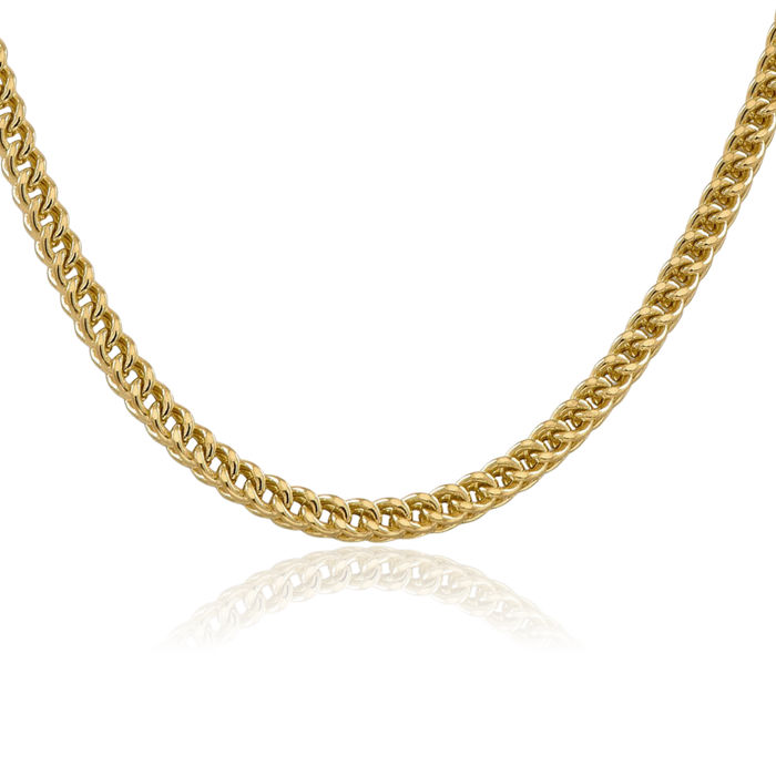 14K Solid Yellow Gold 4.5mm Franco Link Chain Necklace