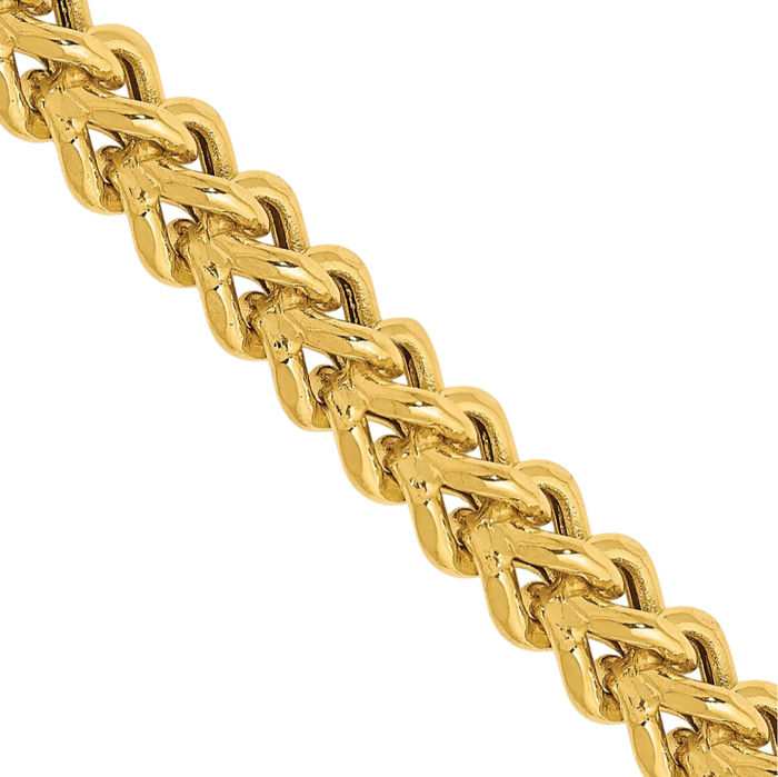 14K Solid Yellow Gold 4.5mm Franco Link Chain Necklace