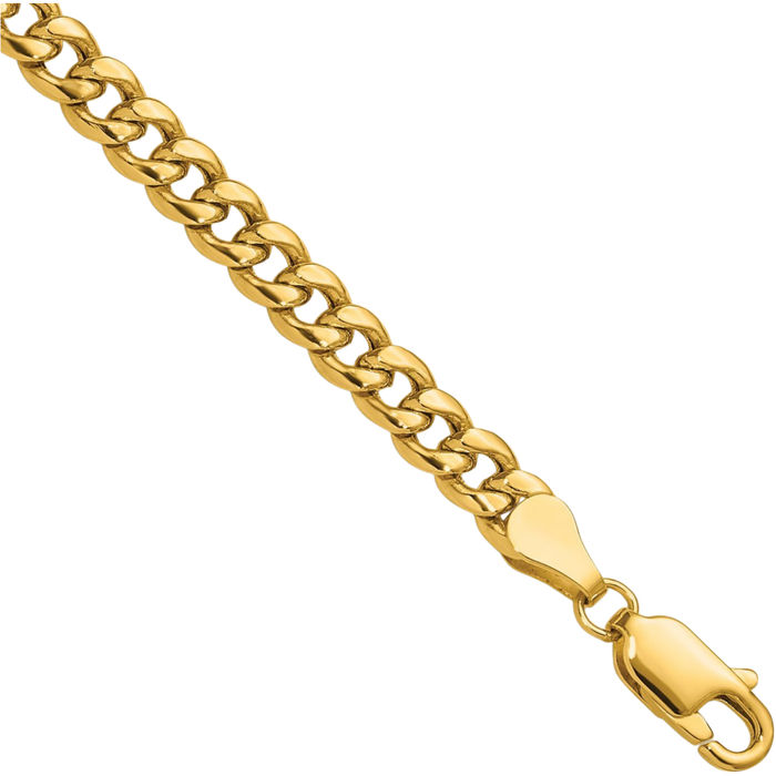 14K Solid Yellow Gold 4.5mm Miami Cuban Curb Link Chain Bracelet