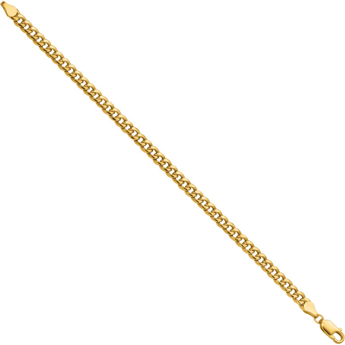 14K Solid Yellow Gold 4.5mm Miami Cuban Curb Link Chain Bracelet