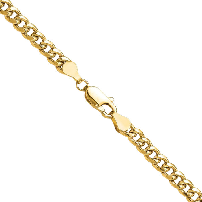 14K Solid Yellow Gold 4.5mm Miami Cuban Curb Link Chain Necklace