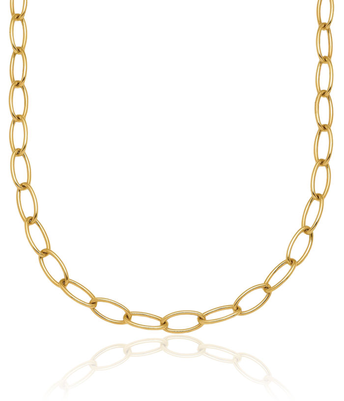 14K Solid Yellow Gold 4.5mm Oval Cable Rolo Link Chain Belcher Necklace