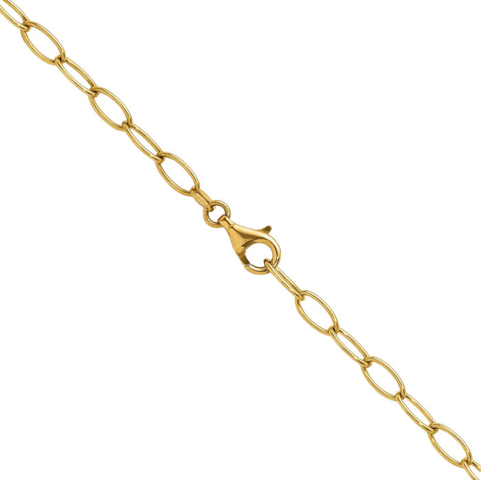 14K Solid Yellow Gold 4.5mm Oval Cable Rolo Link Chain Belcher Necklace