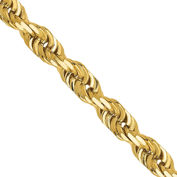 14K Solid Yellow Gold 4.5mm Quadruple Rope Chain Twisted Link Necklace